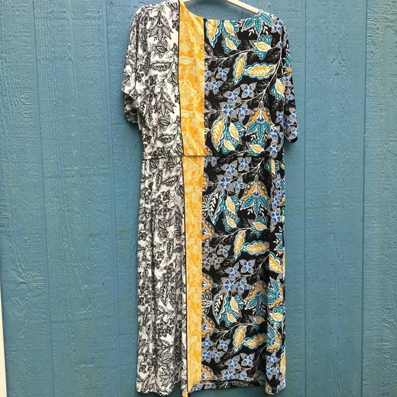 London Times Women’s Tri Color Paisley Midi Dress Plus Size 2X NWT - Picture 4 of 6